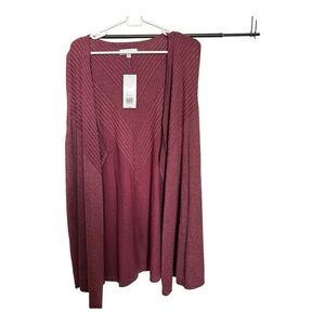 New Directions Sweater Women's XXL Open Front Knit Cardigan Fall Dark Pink Mauve